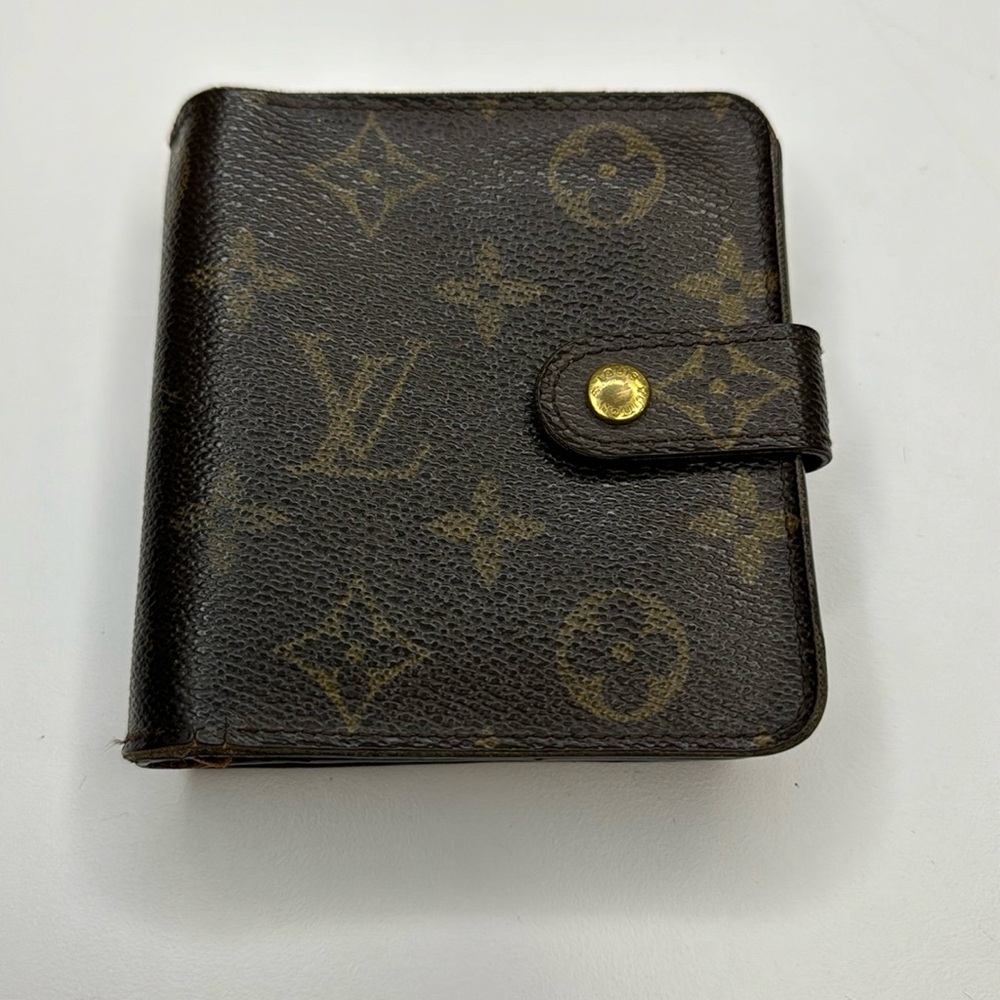 Louis Vuitton Brown Monogram Canvas Wallet with Gold Snap